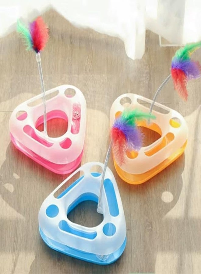 KittuPet KittPet Premium Triangle Cat Toy | Feather Teaser & Rolling Ball Combo | Interactive, Safe & Fun Toy for Indoor Cats - Image 4